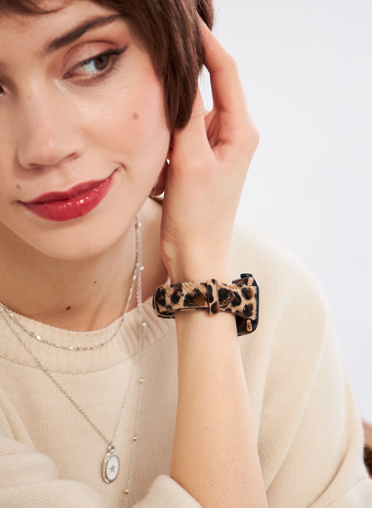 Apple Watch Vadiva Leather Women  Strap - Brown Leopard