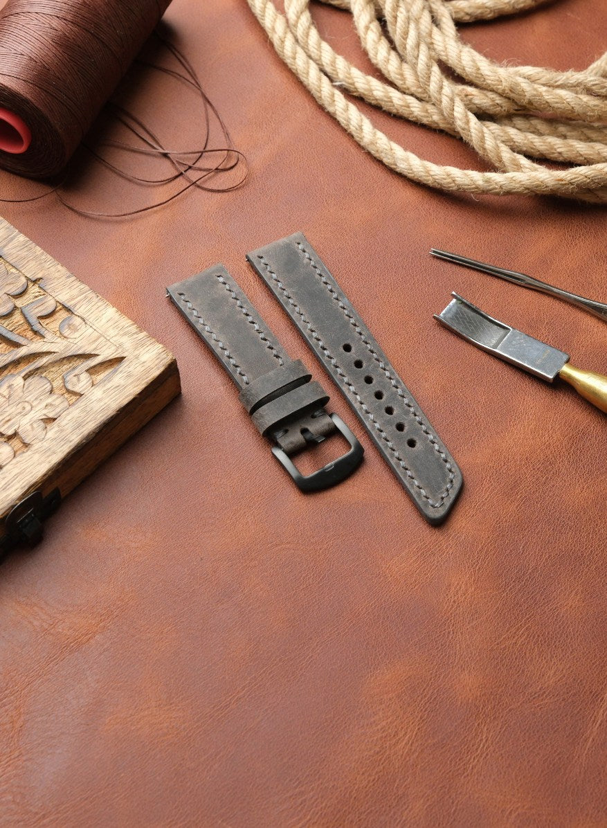 Classic Watch Berdik Leather Strap - Gray