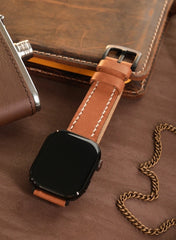 Pueblo Genuine Leather Apple Watch Strap - Camel - VAGAVE