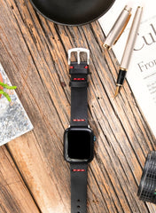 Musap Genuine Leather Apple Watch Strap - Black - VAGAVE