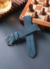 Isnos Genuine Leather Apple Watch Strap - Blue - VAGAVE