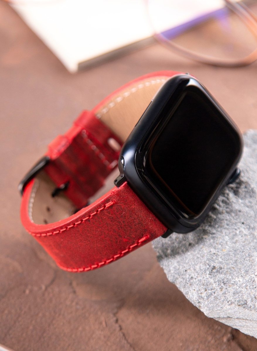 Apple Watch Crazy Leather Strap - Red
