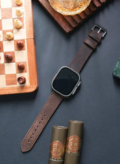 Isnos Genuine Leather Apple Watch Strap - Brown - VAGAVE