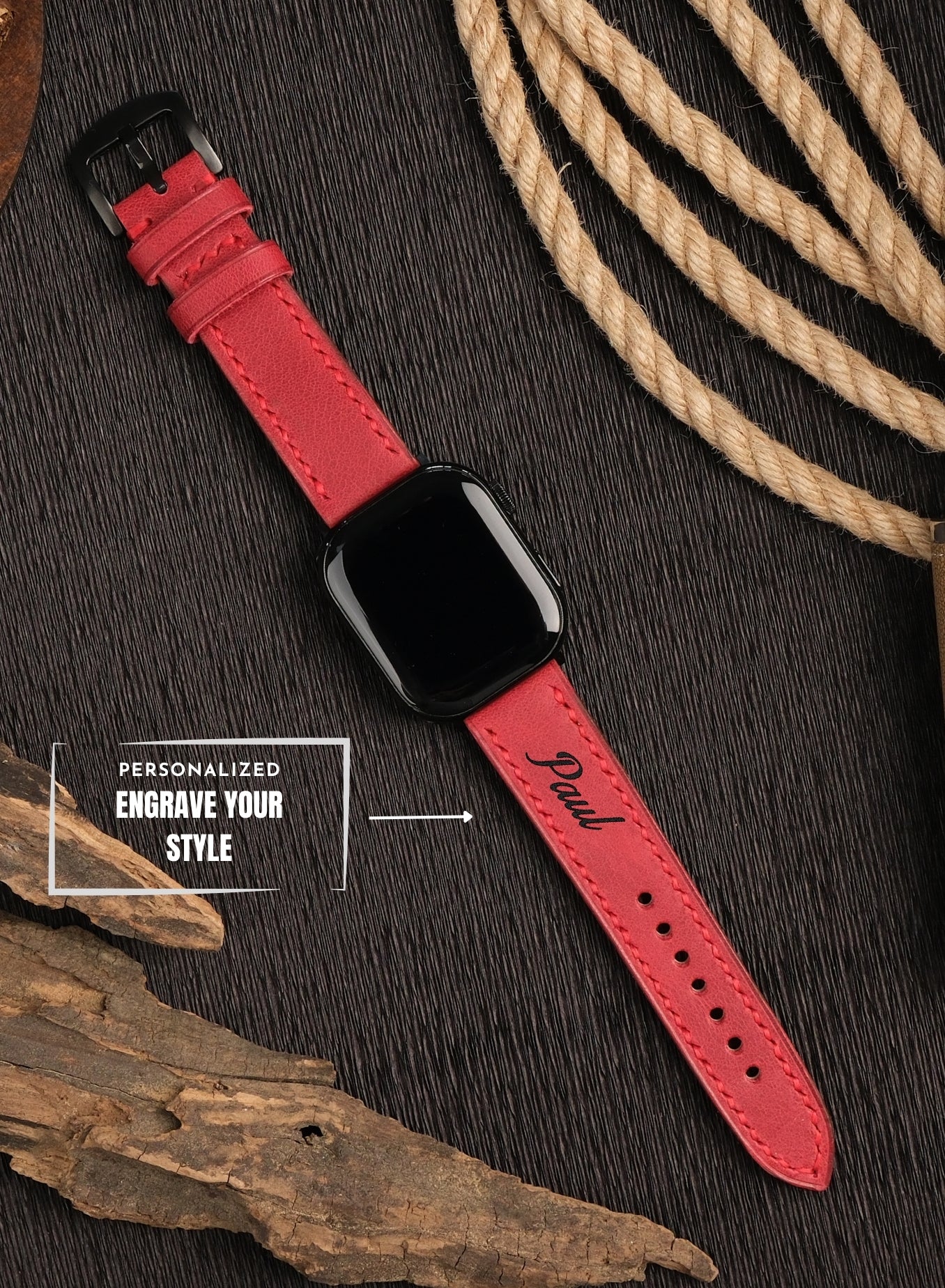 Apple Watch Tiana Leather Strap - Red