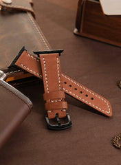 Pueblo Genuine Leather Apple Watch Strap - Camel - VAGAVE