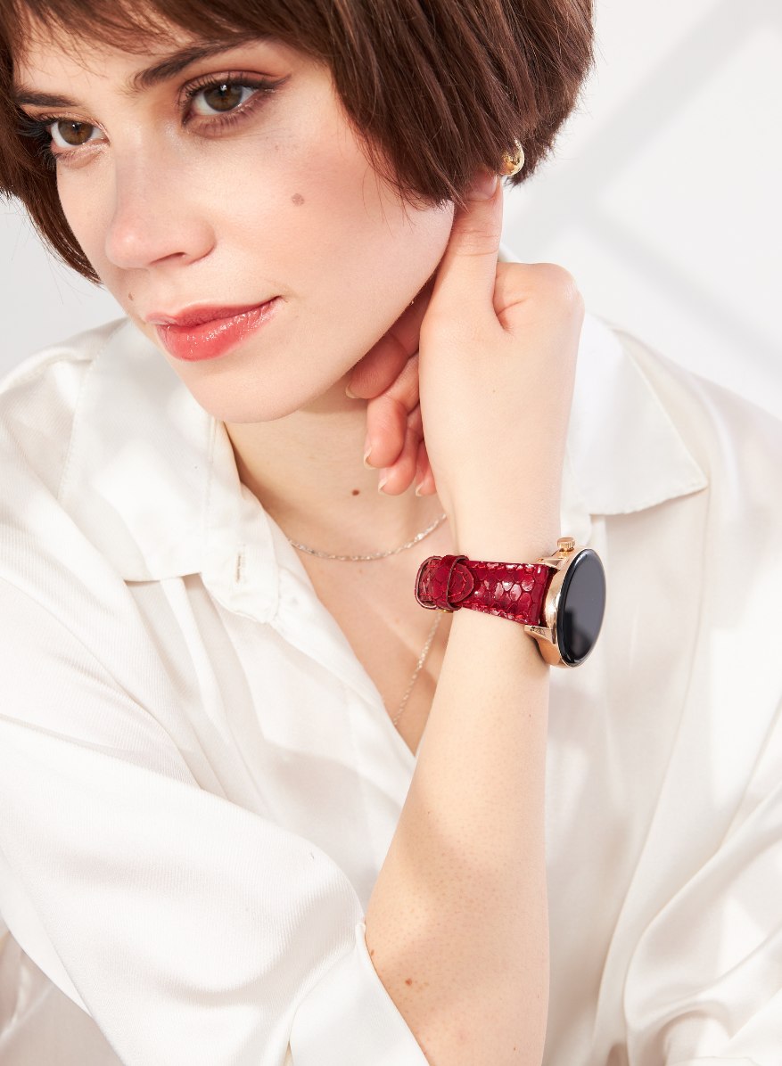 Crop Huawei Watch Women Leather Strap - Red