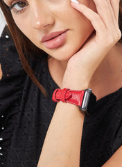 Pupi Apple Watch Women Leather Strap - Red