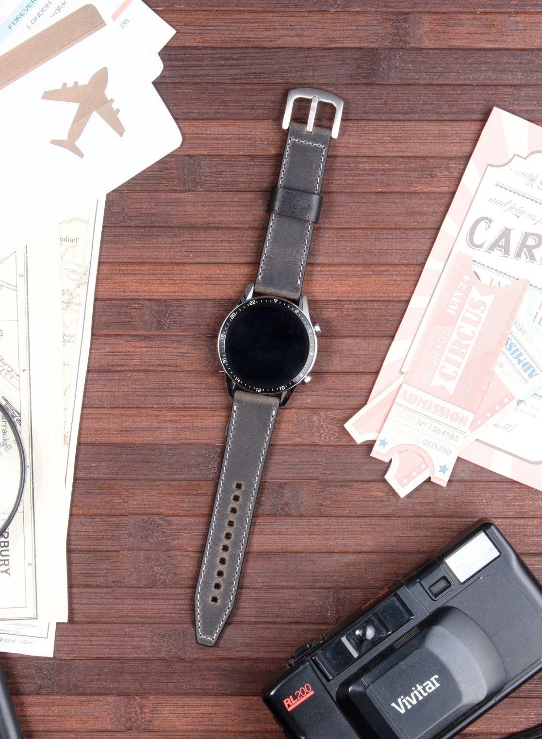 Garmin Watch Dissam Leather Strap - Gray