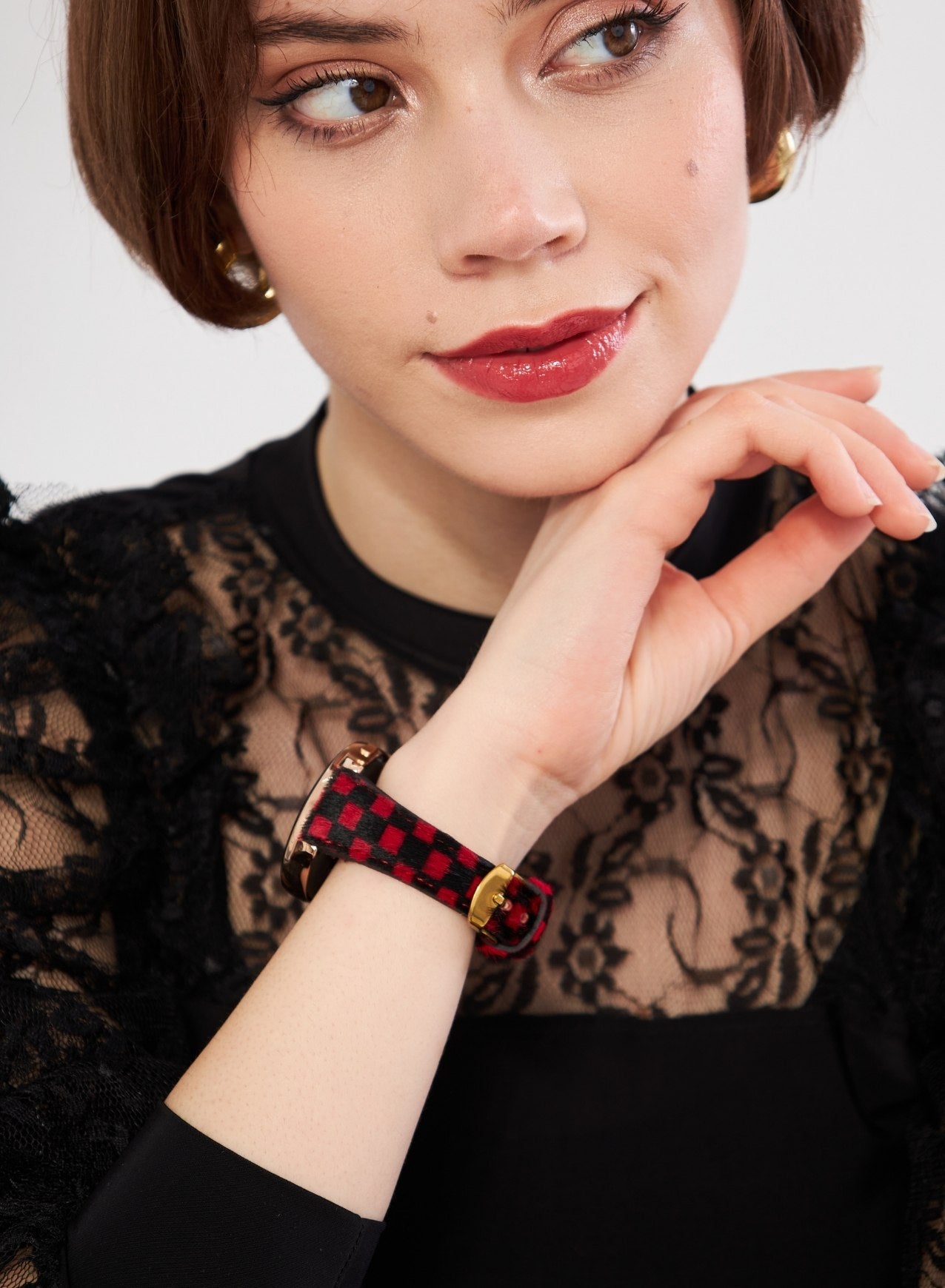 Apple Watch Vadiva  Leather Women  Strap - Red Checkers