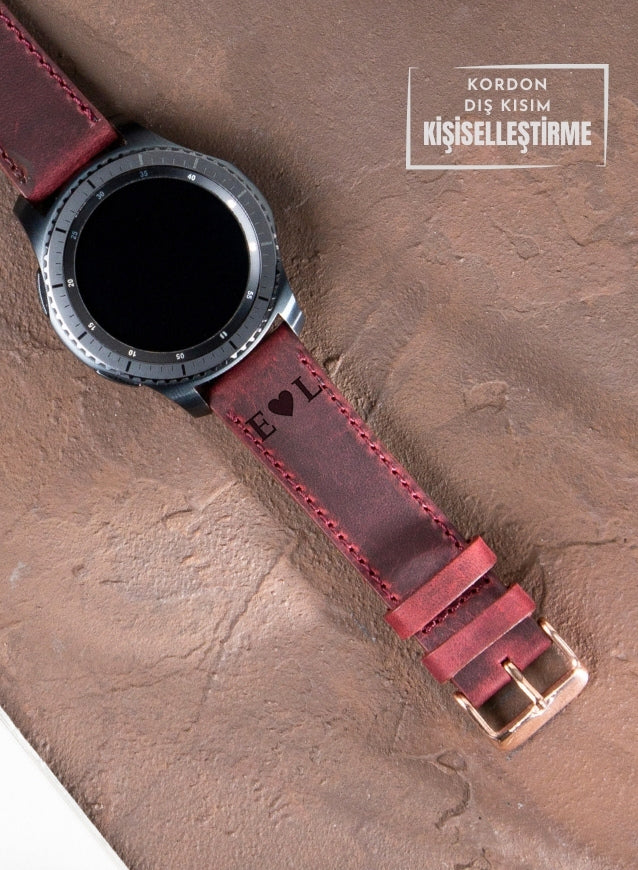 Garmin Watch Crazy Leather Strap - Burgundy