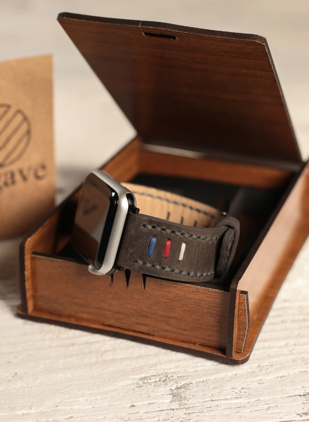 Apple Watch Three Ropes Leather Strap - Gray