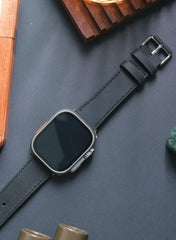 Isnos Genuine Leather Apple Watch Strap - Black - VAGAVE