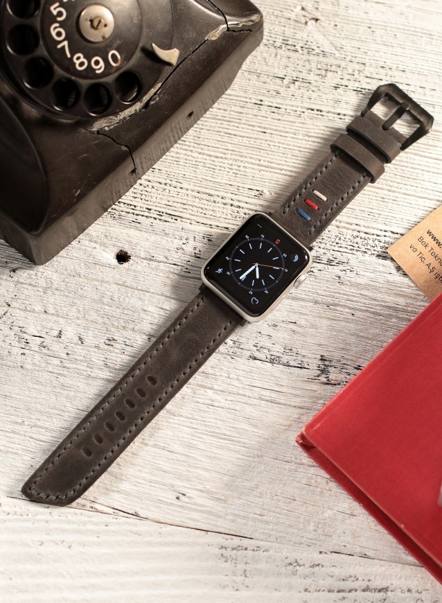 Apple Watch Three Ropes Leather Strap - Gray