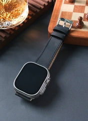 Isnos Genuine Leather Apple Watch Strap - Black - VAGAVE