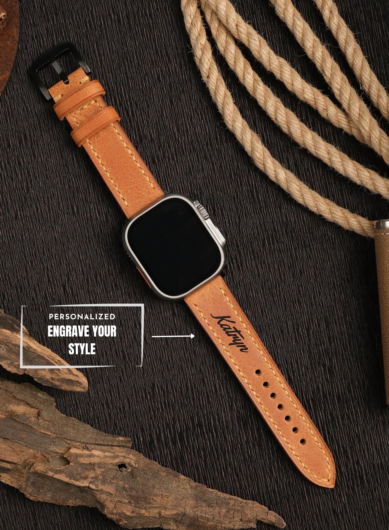 Apple Watch Tiana Leather Strap - Camel