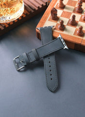 Isnos Genuine Leather Apple Watch Strap - Black - VAGAVE