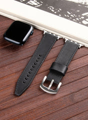 Dissam Genuine Leather Apple Watch Strap - Black - VAGAVE