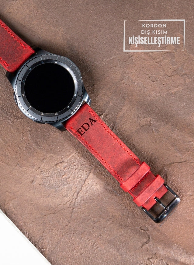 Garmin Watch Crazy Leather Strap - Red