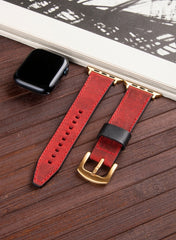 Dissam Genuine Leather Apple Watch Strap - Red - VAGAVE