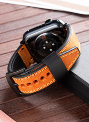 Dissam Genuine Leather Apple Watch Strap - Camel - VAGAVE