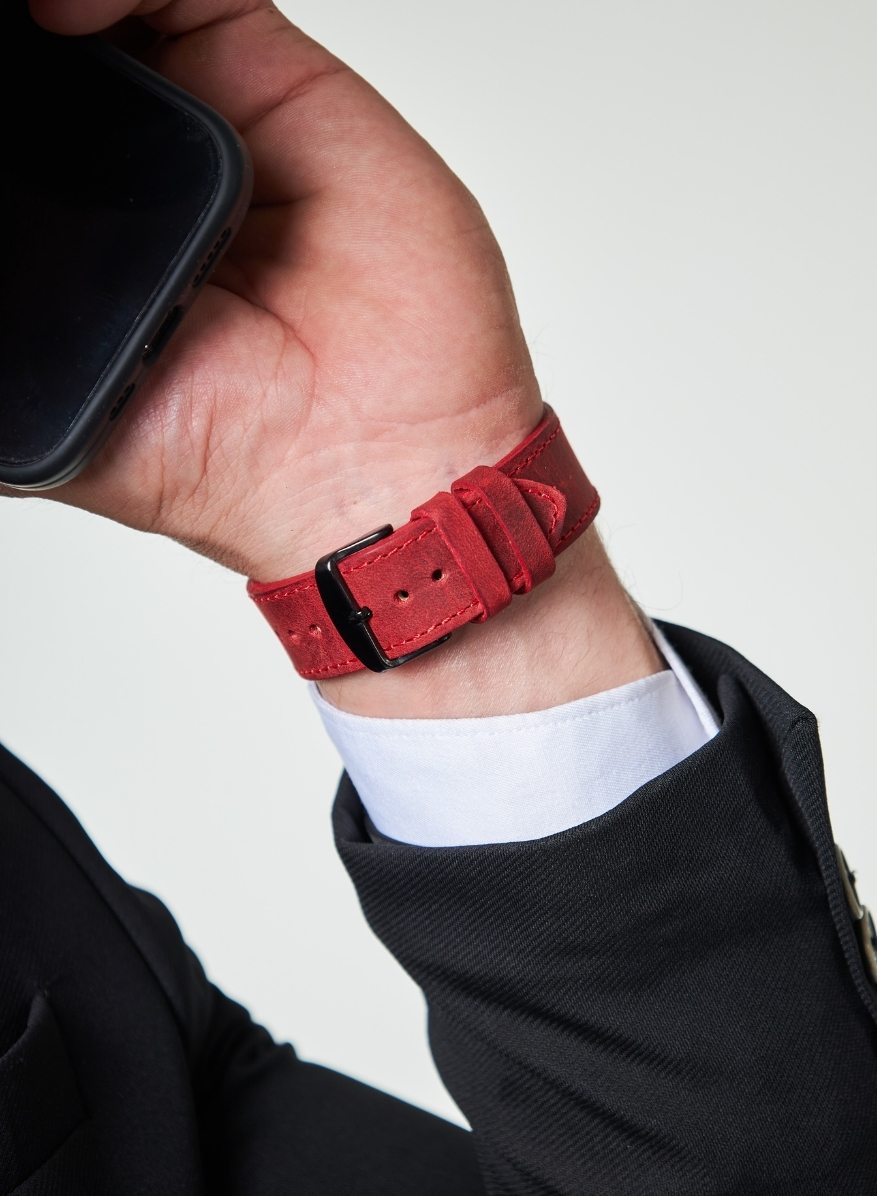 Apple Watch Crazy Leather Strap - Red