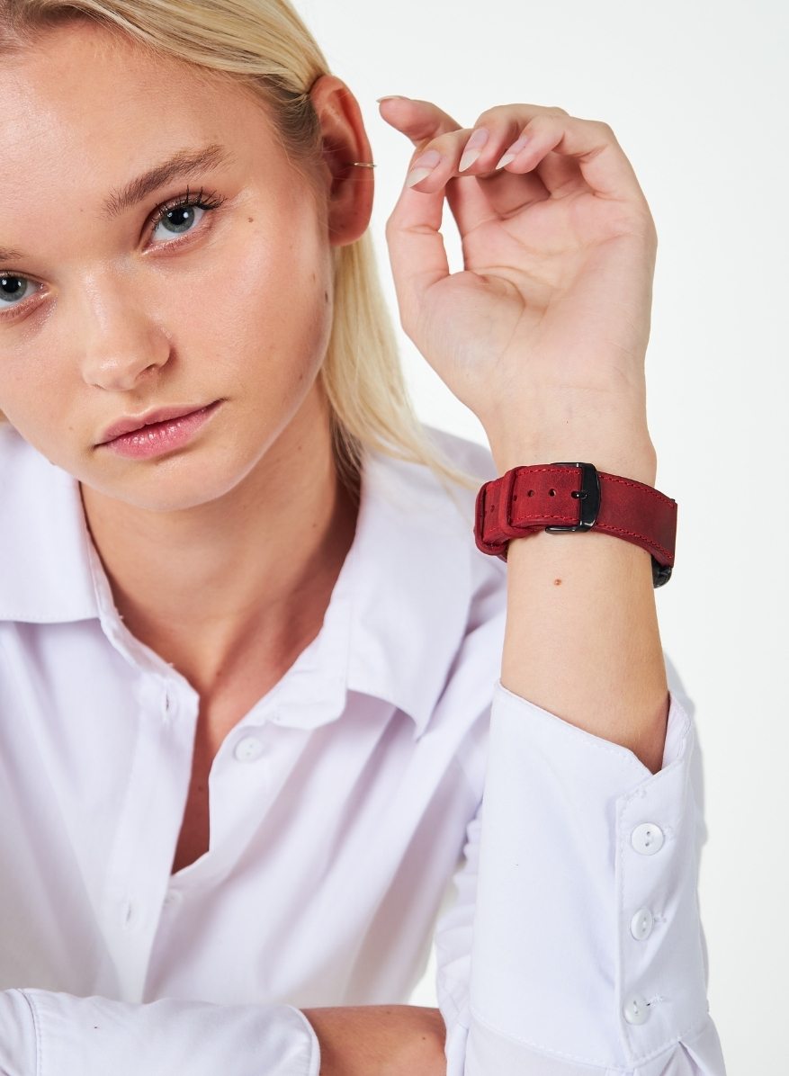 Apple Watch Crazy Leather Strap - Red