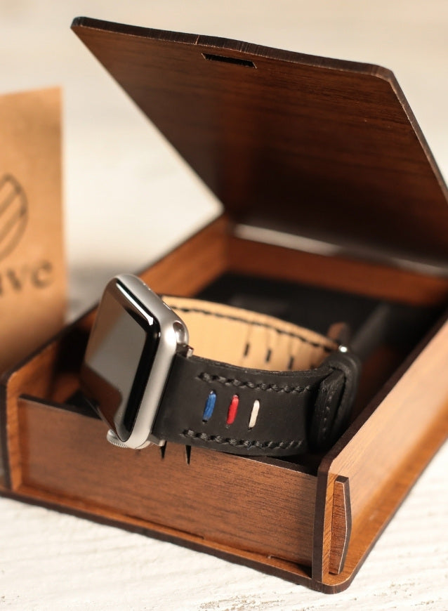Apple Watch Three Ropes Leather Strap - Black