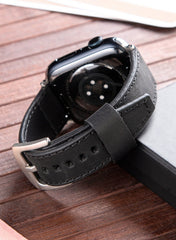 Dissam Genuine Leather Apple Watch Strap - Black - VAGAVE