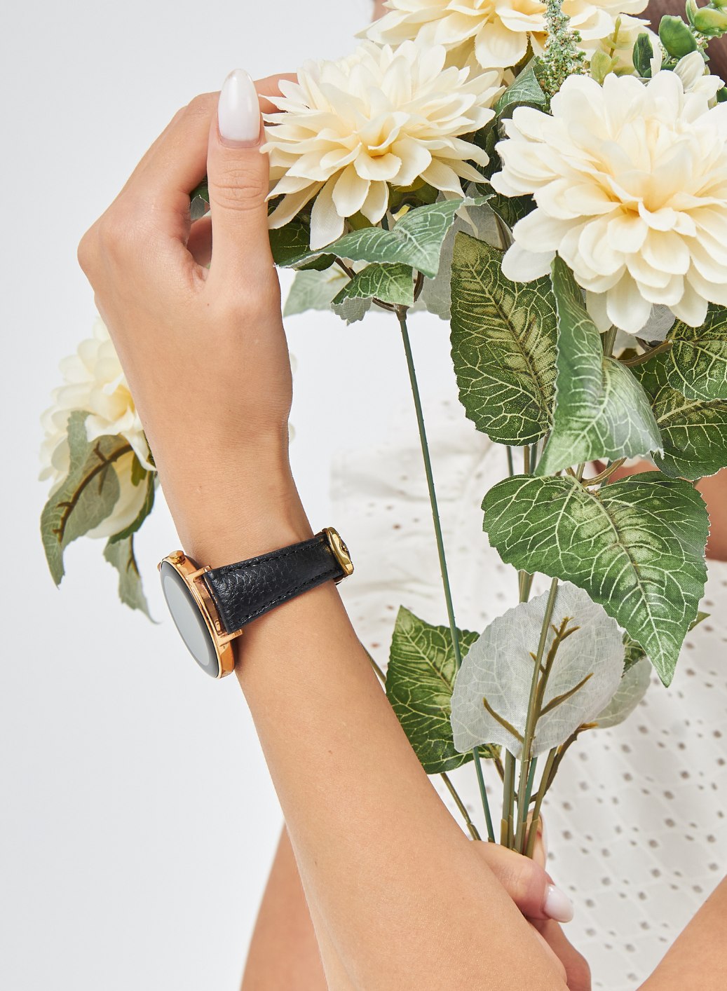 Pupi Samsung Watch Women Leather Strap - Black