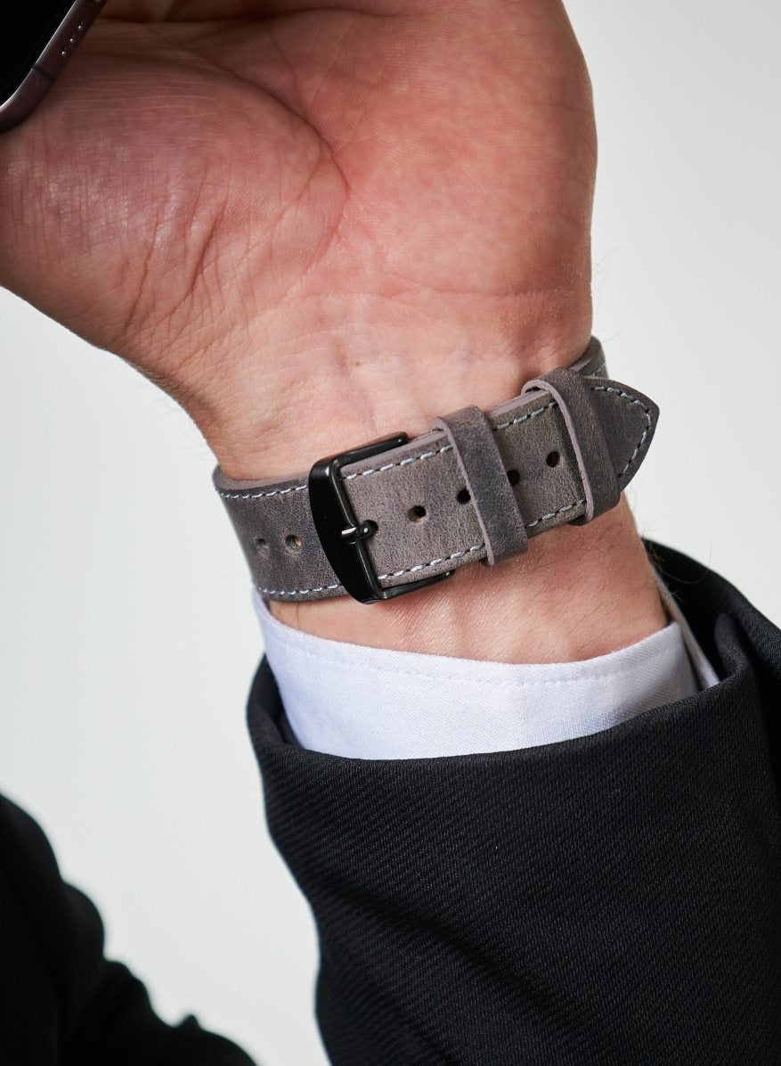 Apple Watch Crazy Leather Strap - Gray