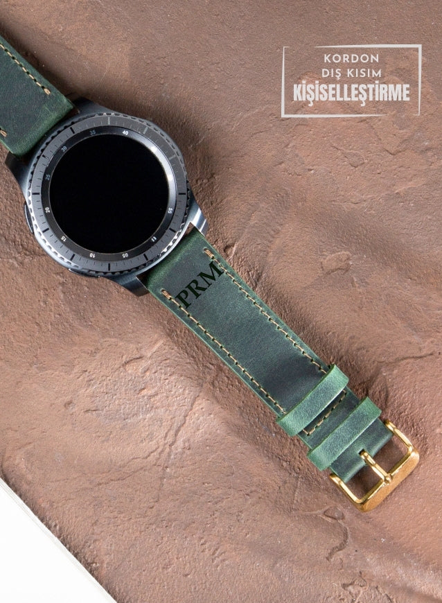 Garmin Watch Crazy Leather Strap - Green