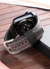 Dissam Genuine Leather Apple Watch Strap - Gray - VAGAVE