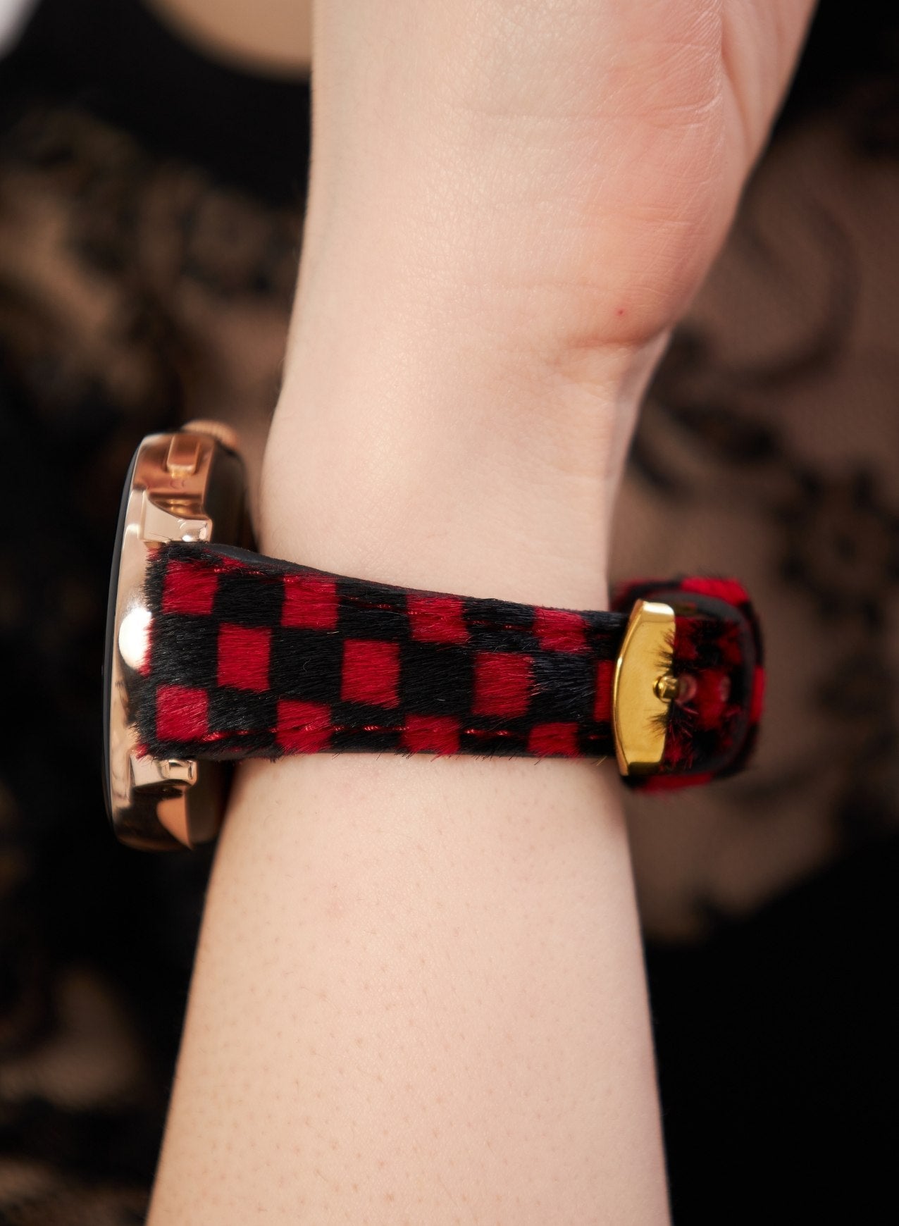 Apple Watch Vadiva  Leather Women  Strap - Red Checkers