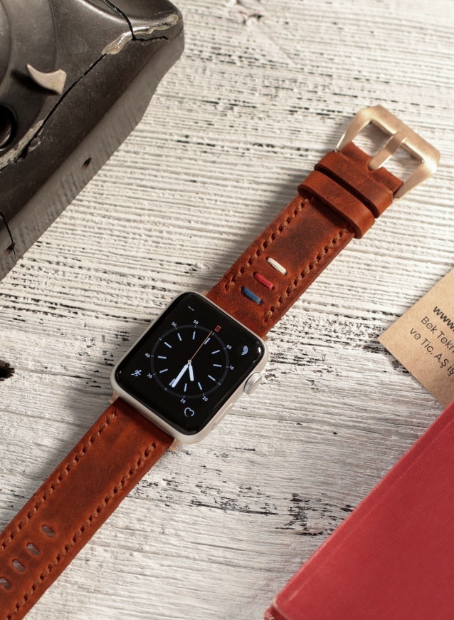 Apple Watch Three Ropes Leather Strap - Tan