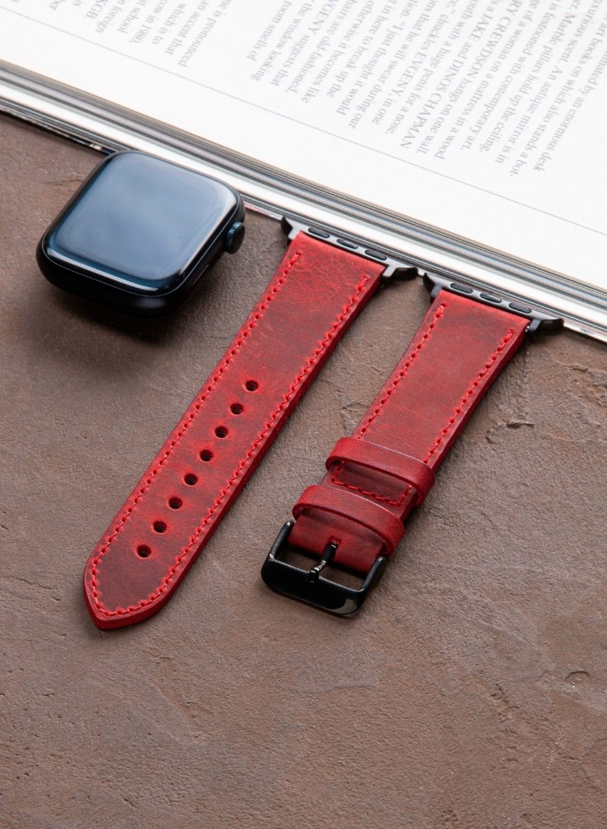 Apple Watch Crazy Leather Strap - Red