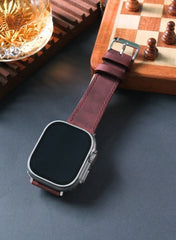 Isnos Genuine Leather Apple Watch Strap - Burgundy - VAGAVE