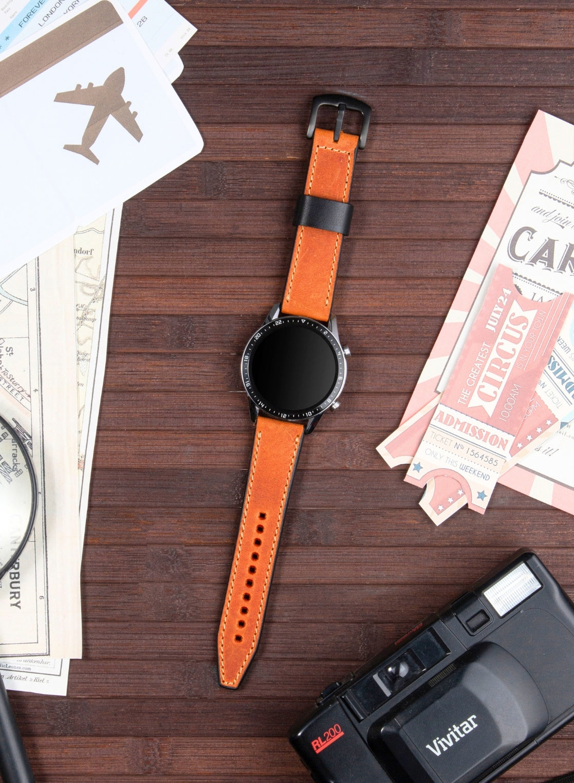 Garmin Watch Dissam Leather Strap - Camel