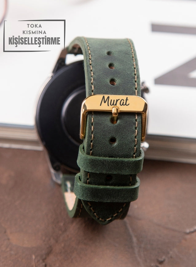 Garmin Watch Crazy Leather Strap - Green