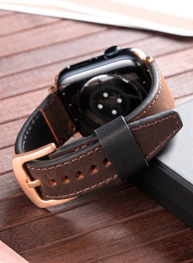 Dissam Genuine Leather Apple Watch Strap - Brown - VAGAVE