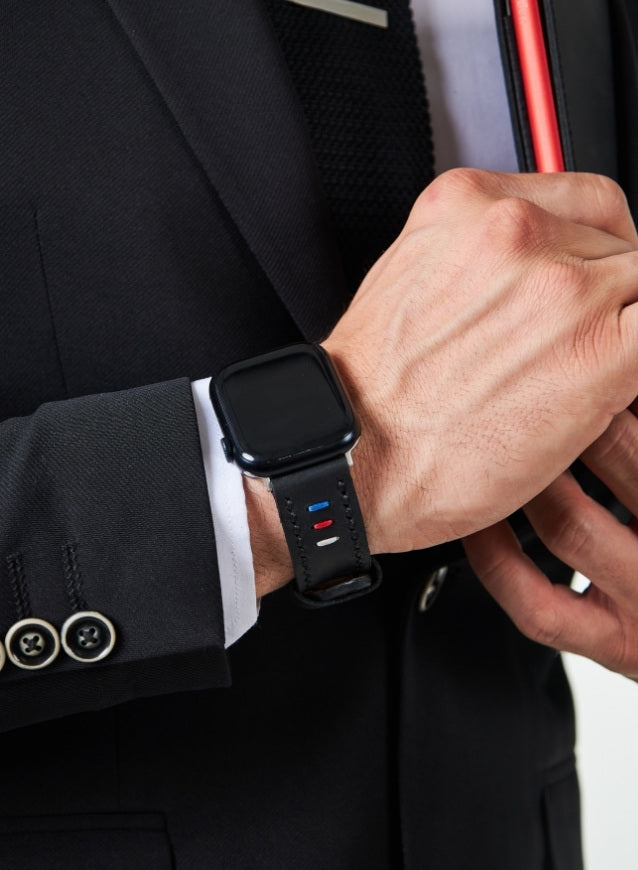 Apple Watch Three Ropes Leather Strap - Black