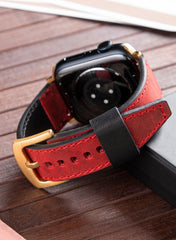 Dissam Genuine Leather Apple Watch Strap - Red - VAGAVE