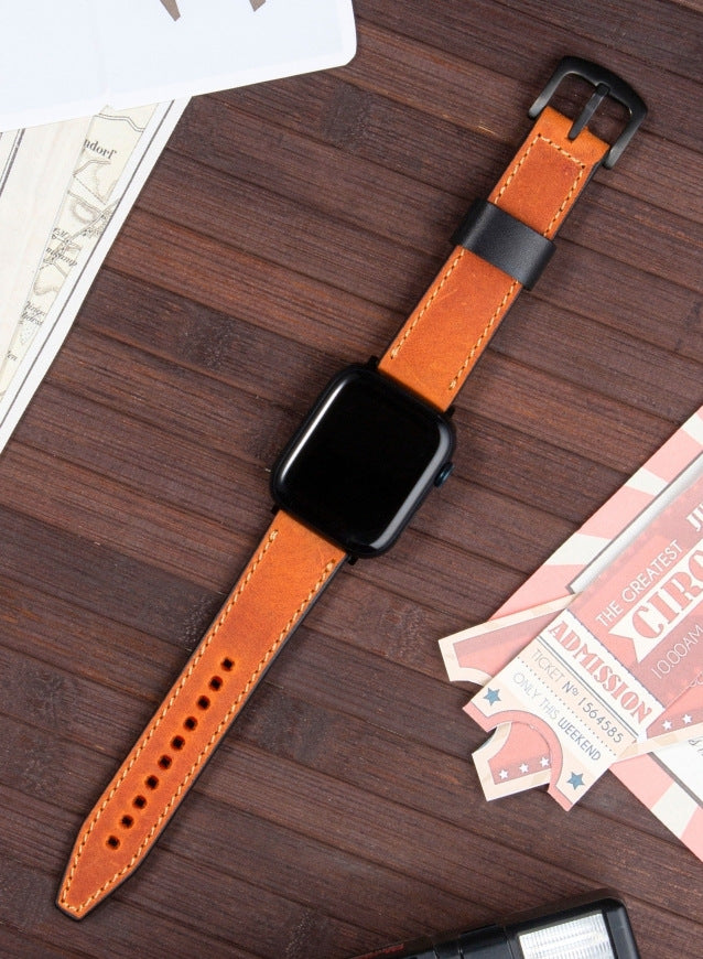 Dissam Genuine Leather Apple Watch Strap - Camel - VAGAVE