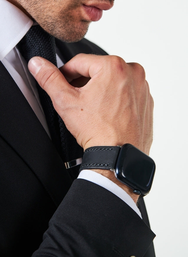 Apple Watch Three Ropes Leather Strap - Black