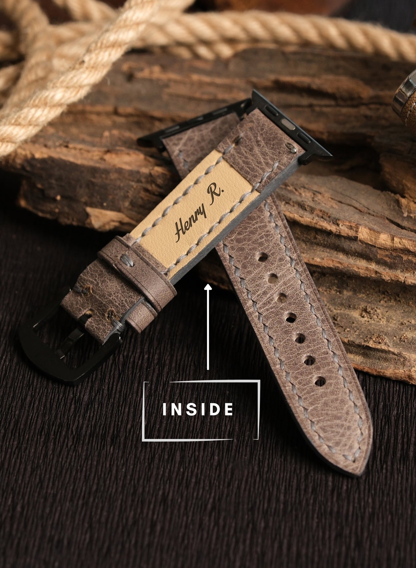 Apple Watch Tiana Leather Strap - Gray