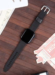 Dissam Genuine Leather Apple Watch Strap - Black - VAGAVE