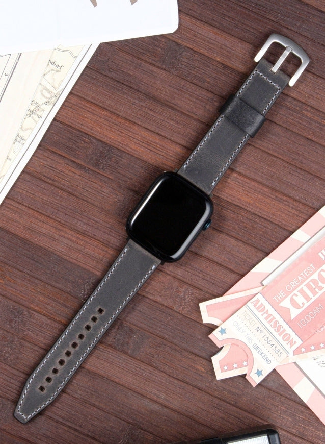 Dissam Genuine Leather Apple Watch Strap - Gray - VAGAVE