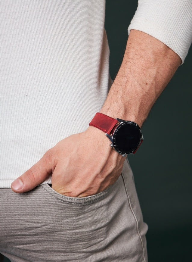 Garmin Watch Crazy Leather Strap - Red