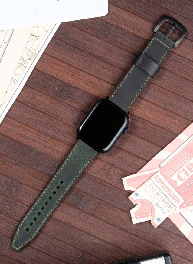 Dissam Genuine Leather Apple Watch Strap - Green - VAGAVE