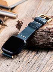 Musap Genuine Leather Apple Watch Strap - Blue - VAGAVE