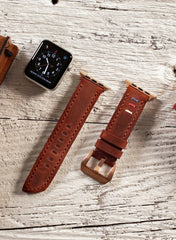 Three Ropes Genuine Leather Apple Watch Strap - Tan